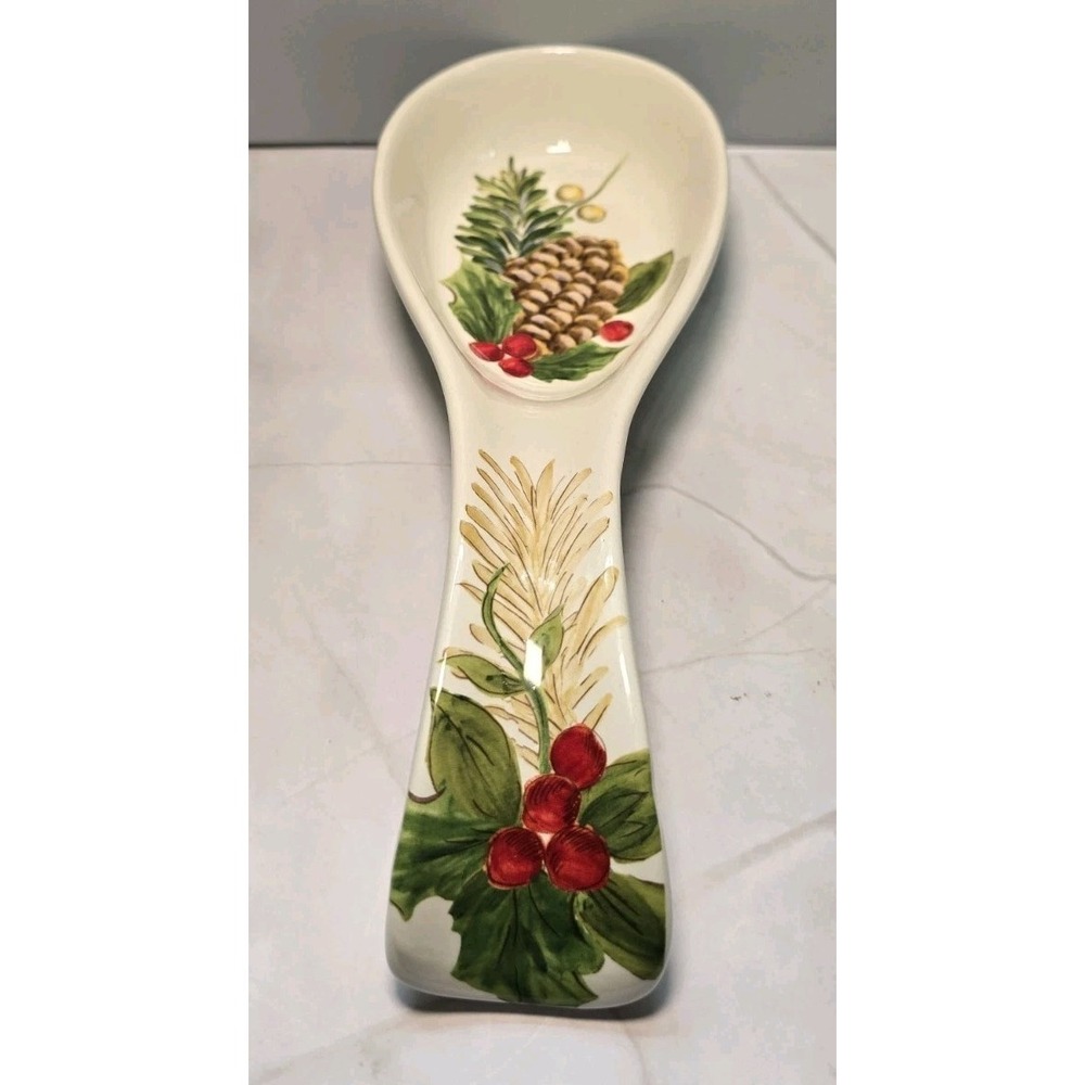 Maxcerna Yuletide Bough Chrismas Spoon Rest 10" Features Christmas